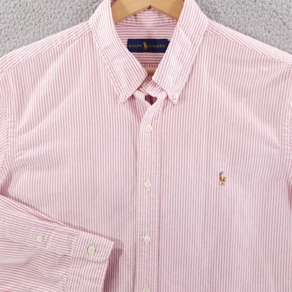 Ralph Lauren Shirt Mens XL Red White University Stripe Oxford OCBD Button Down
